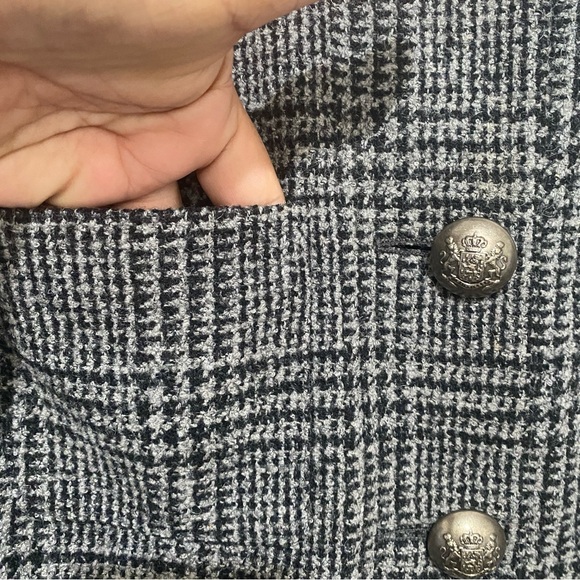 Jaeger Wool Blazer UK 10 US 8 Plaid Check Jacket Crest Buttons Made in Britain - Picture 3 of 11